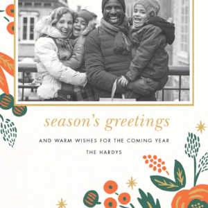 Letter Press Pointsettia Holiday Photo Card