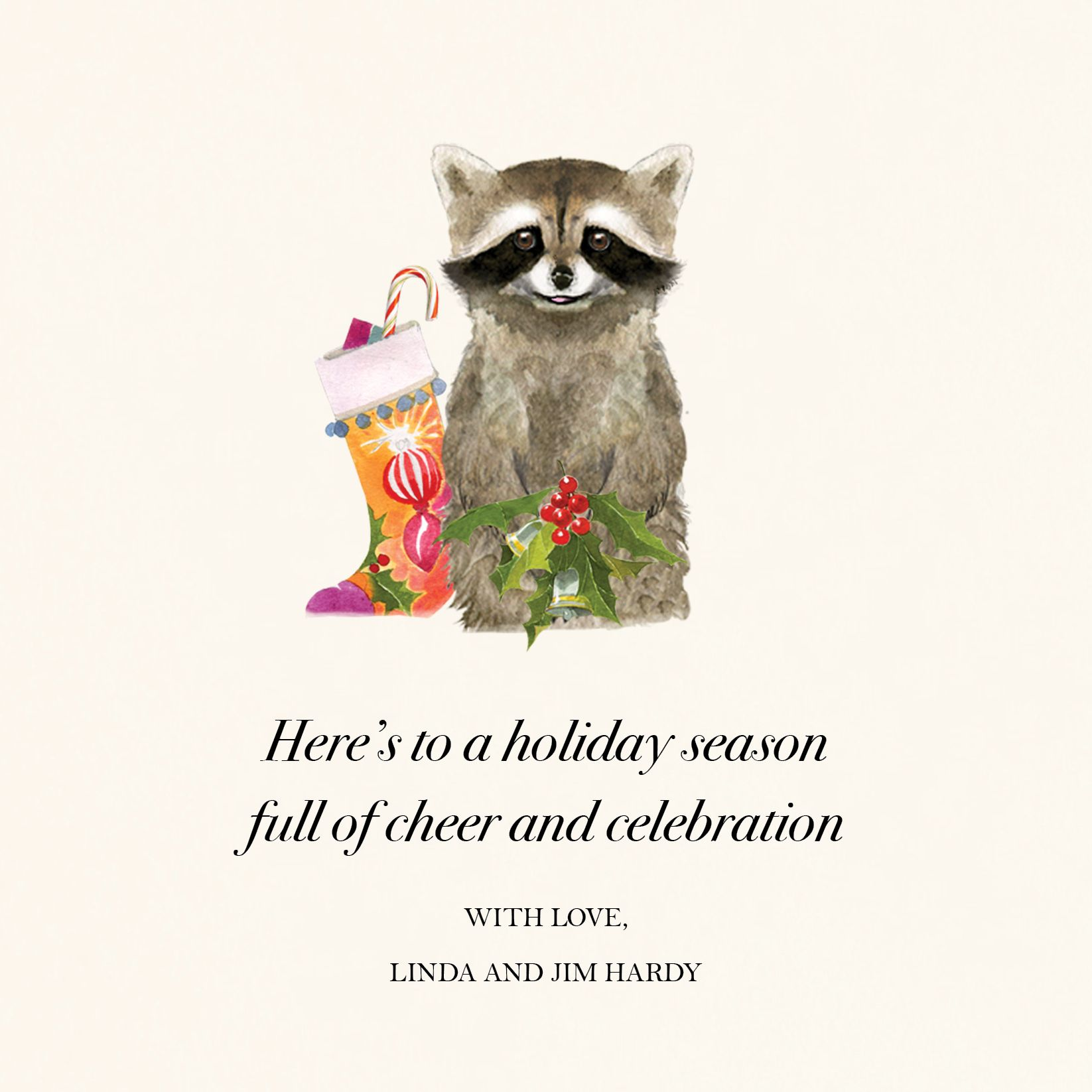 Merry Raccoon Holiday Card
