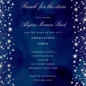 621198447.png Silver Foil Reach For The Stars Graduation Party Invitation