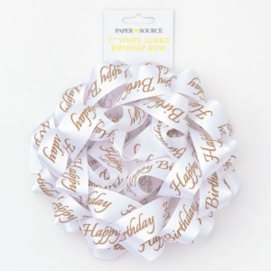 Bday White 7" Jumbo Satin Bow