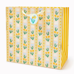621225054.png Floral Stripe Bunny Large Gift Bag