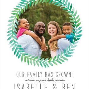 Watercolor Laurel Frame Photo Adoption Announcement