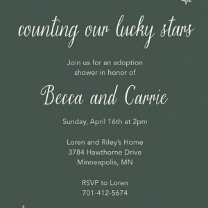 Lucky Stars Adoption Shower Invitation