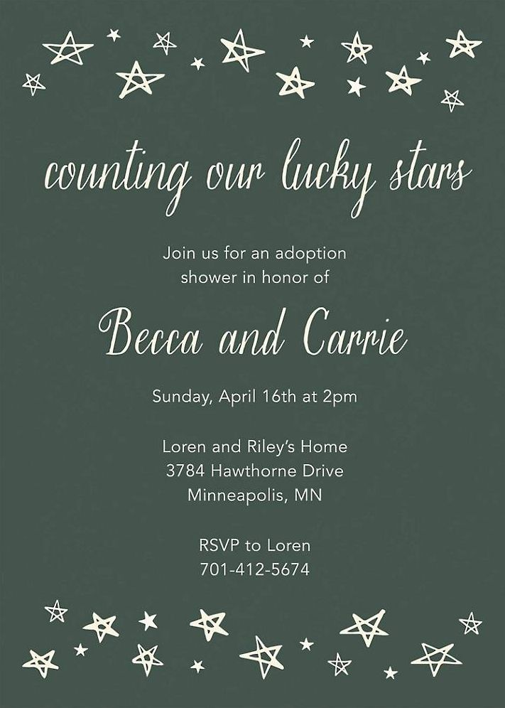 Lucky Stars Adoption Shower Invitation