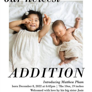 New Addition Photo Adoption Announcement