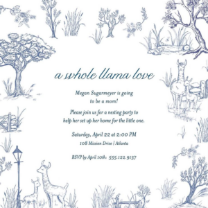 Llama Toile Nesting Party Invitation