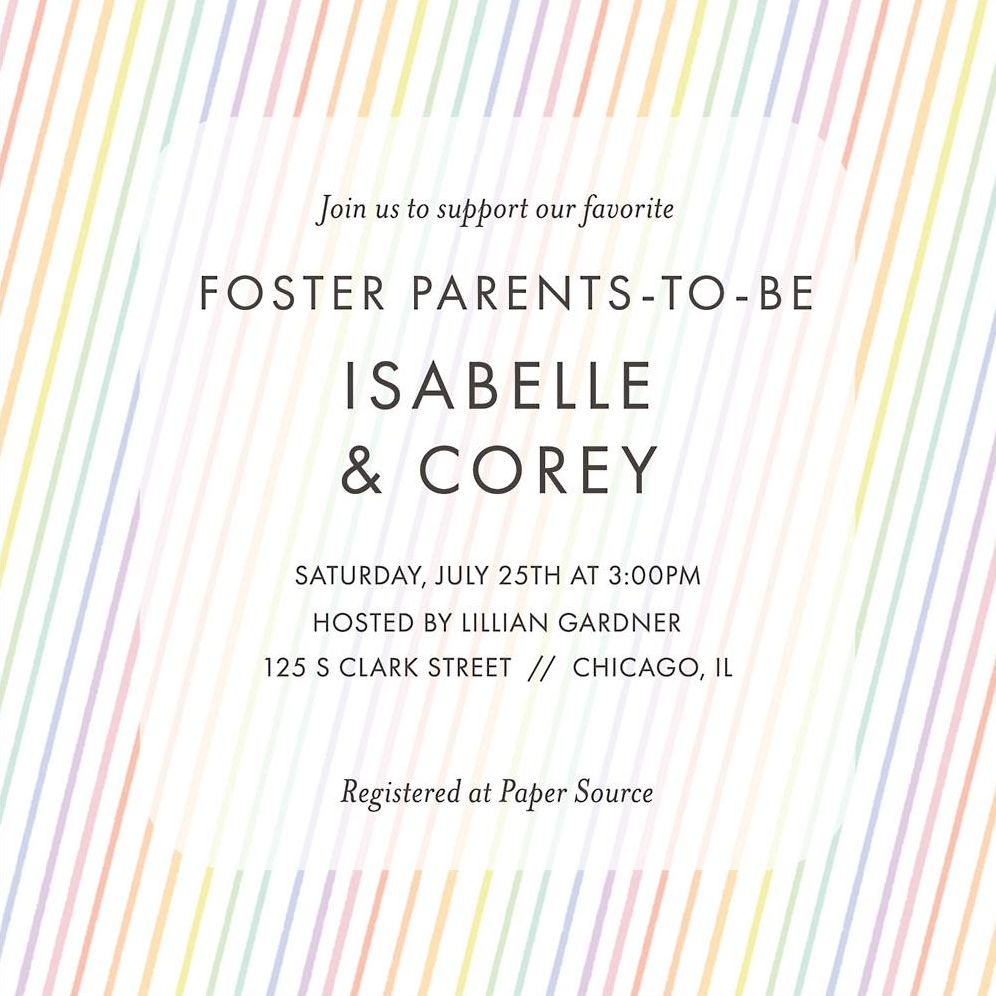 Rainbow Stripe Foster Shower Invitation