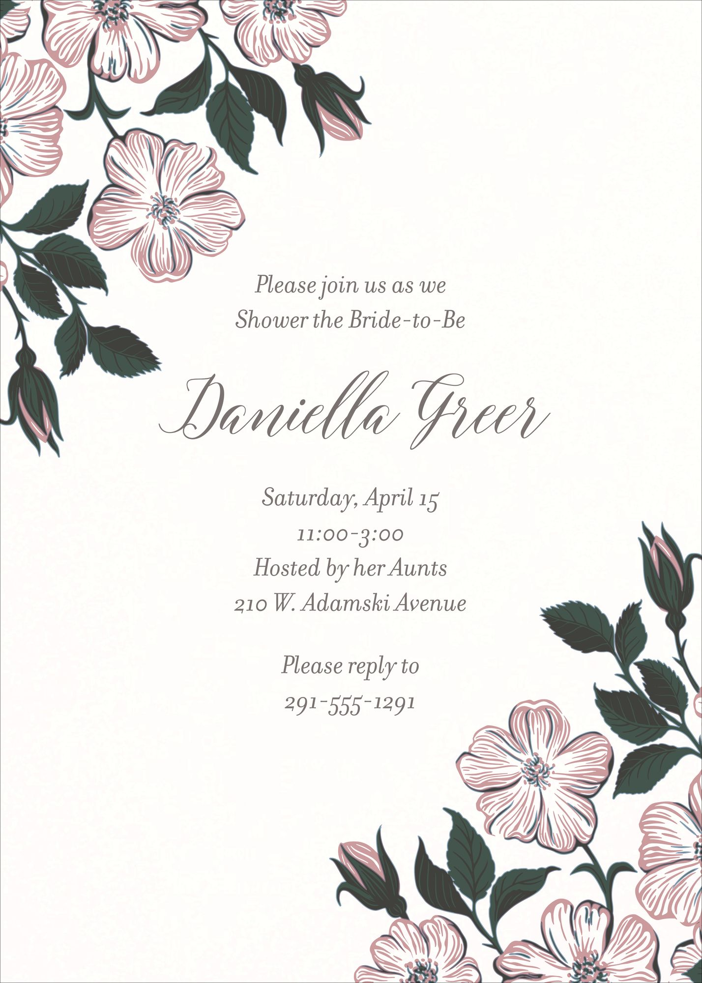 Dogwood Bunch Bridal Shower Invitation