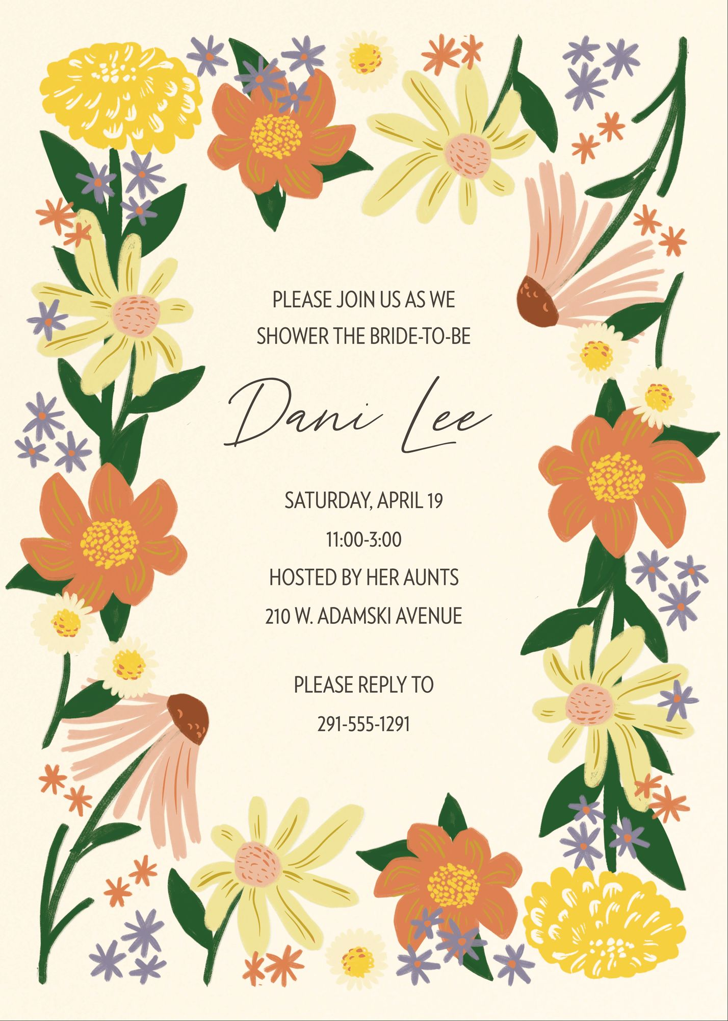 Sunny Chrysanthemum Bridal Shower Invitation