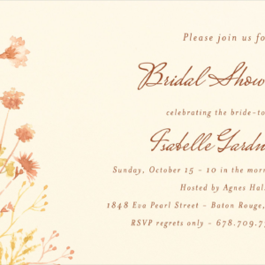 Autumn Dried Floral Bridal Shower Invitation