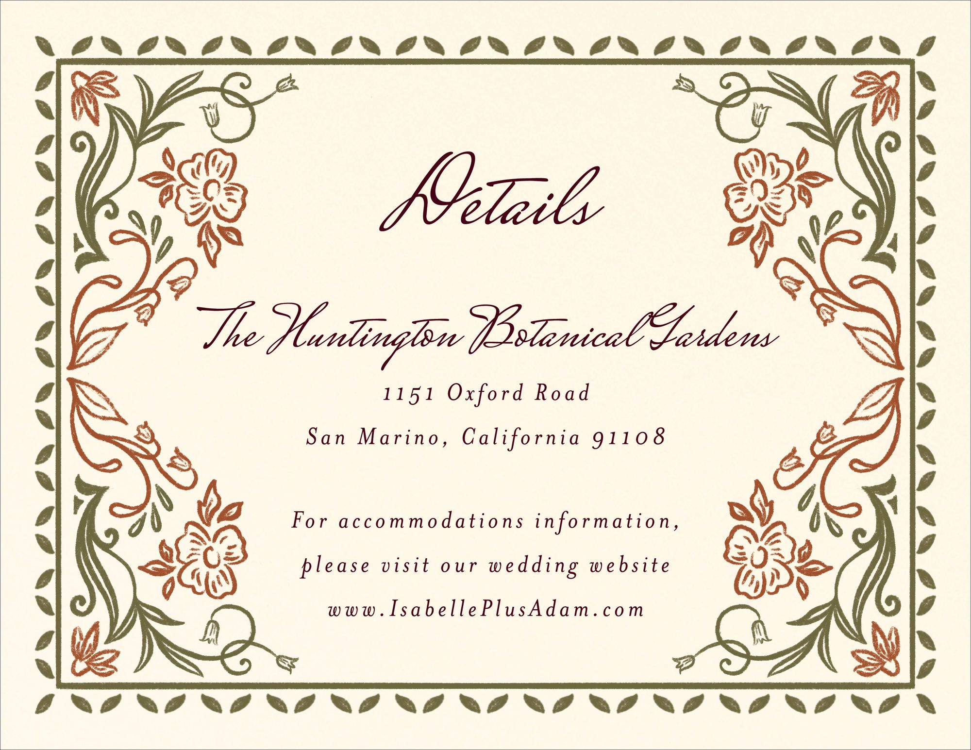 Ornamental Autumn Information Card