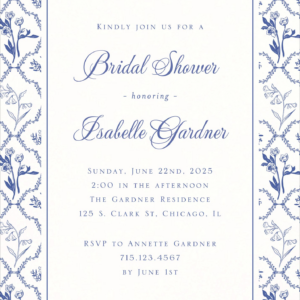 Woodland Toile Bridal Shower Invitation