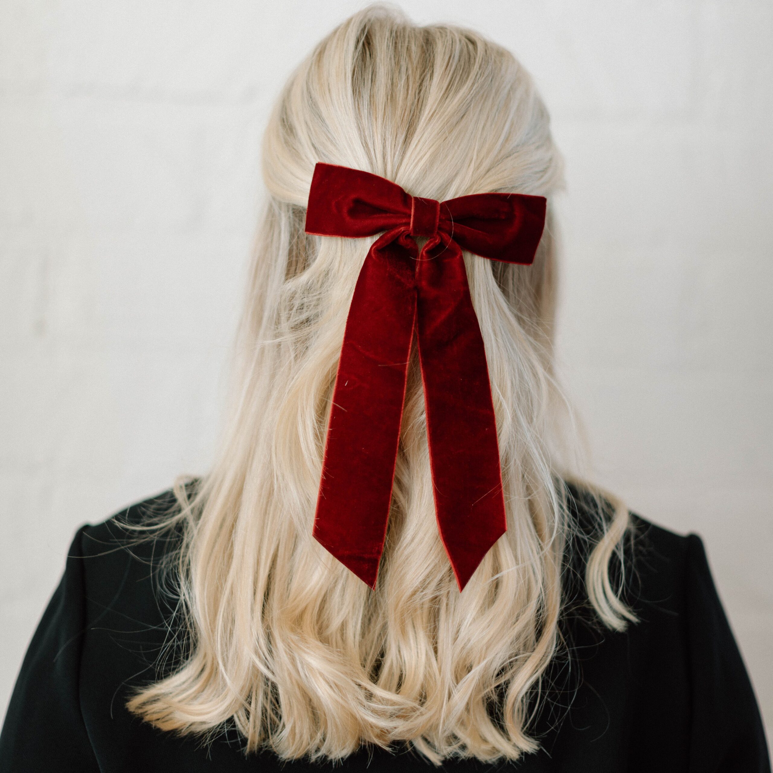 Velvet Maroon Bow Clip