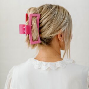XL Barbie Pink Rectangle Hair Clip