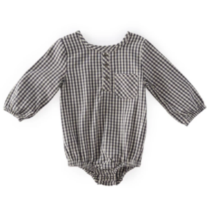 Gingham Long Sleeve One-Piece - Indigo