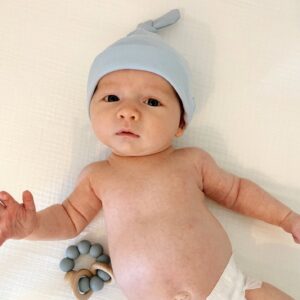Blue Topknot Cotton Hat