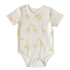 Follow Me Giraffe Short Sleeve Shoulder Snap One-Piece