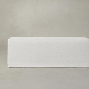 The Beacon Dining Bench - Heritage Belgian Linen Egret