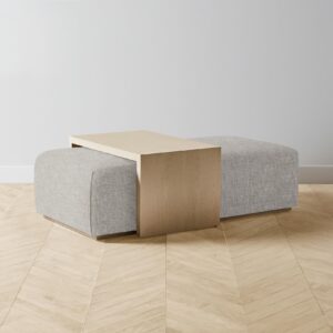 The Bowery Ottoman - Heritage Belgian Linen Agate