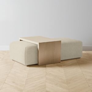 The Bowery Ottoman - Heritage Belgian Linen Alder