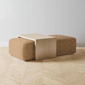 The Bowery Ottoman - Heritage Belgian Linen Chai