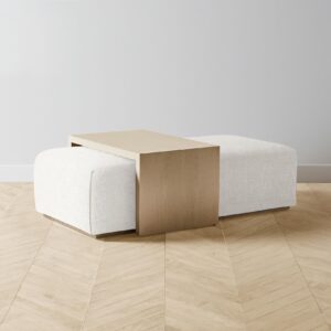 The Bowery Ottoman - Heritage Belgian Linen Egret