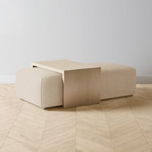 The Bowery Ottoman - Heritage Belgian Linen Husk