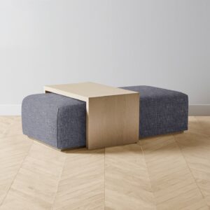 The Bowery Ottoman - Heritage Belgian Linen Lake