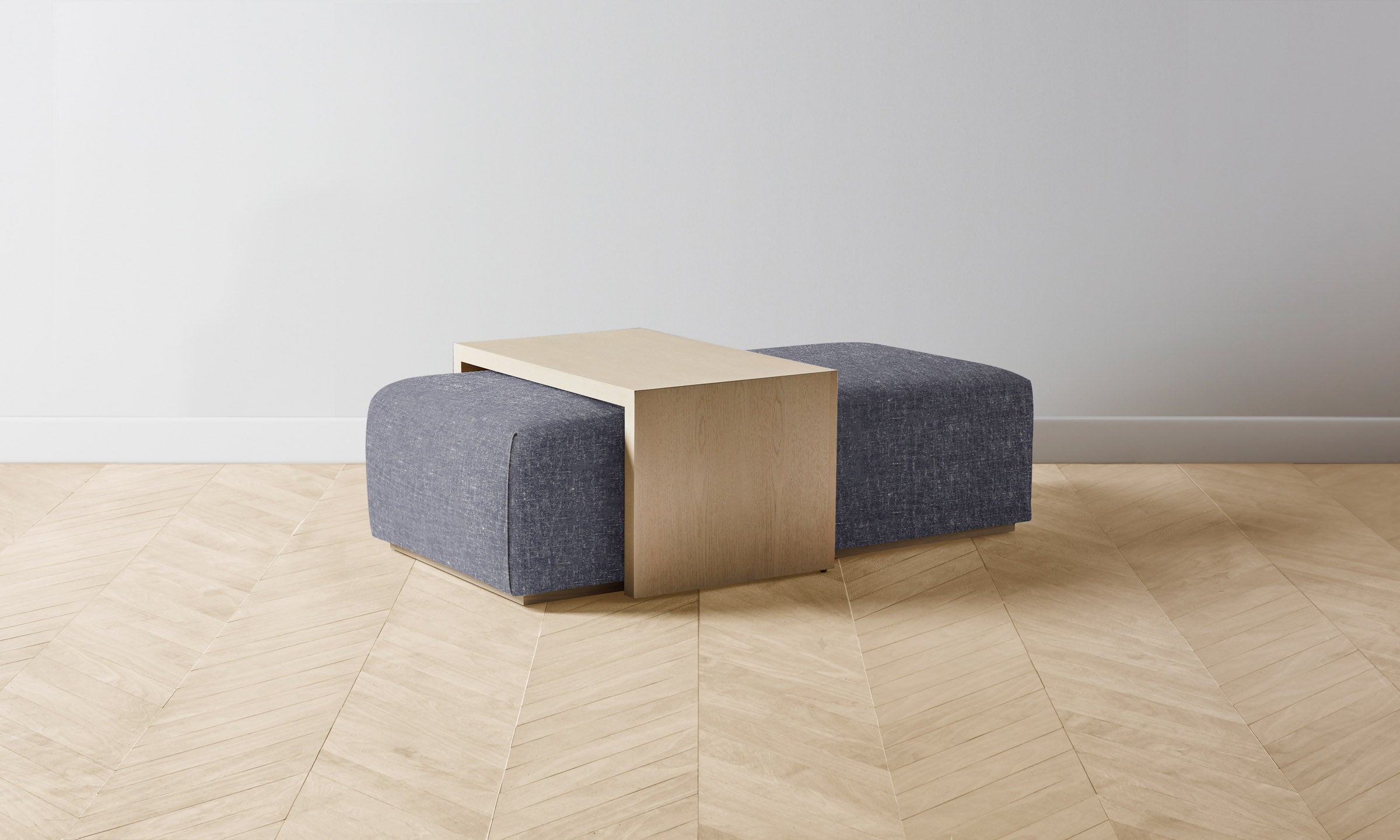 The Bowery Ottoman - Heritage Belgian Linen Lake