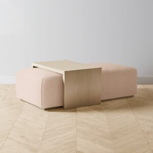 The Bowery Ottoman - Heritage Belgian Linen Petal