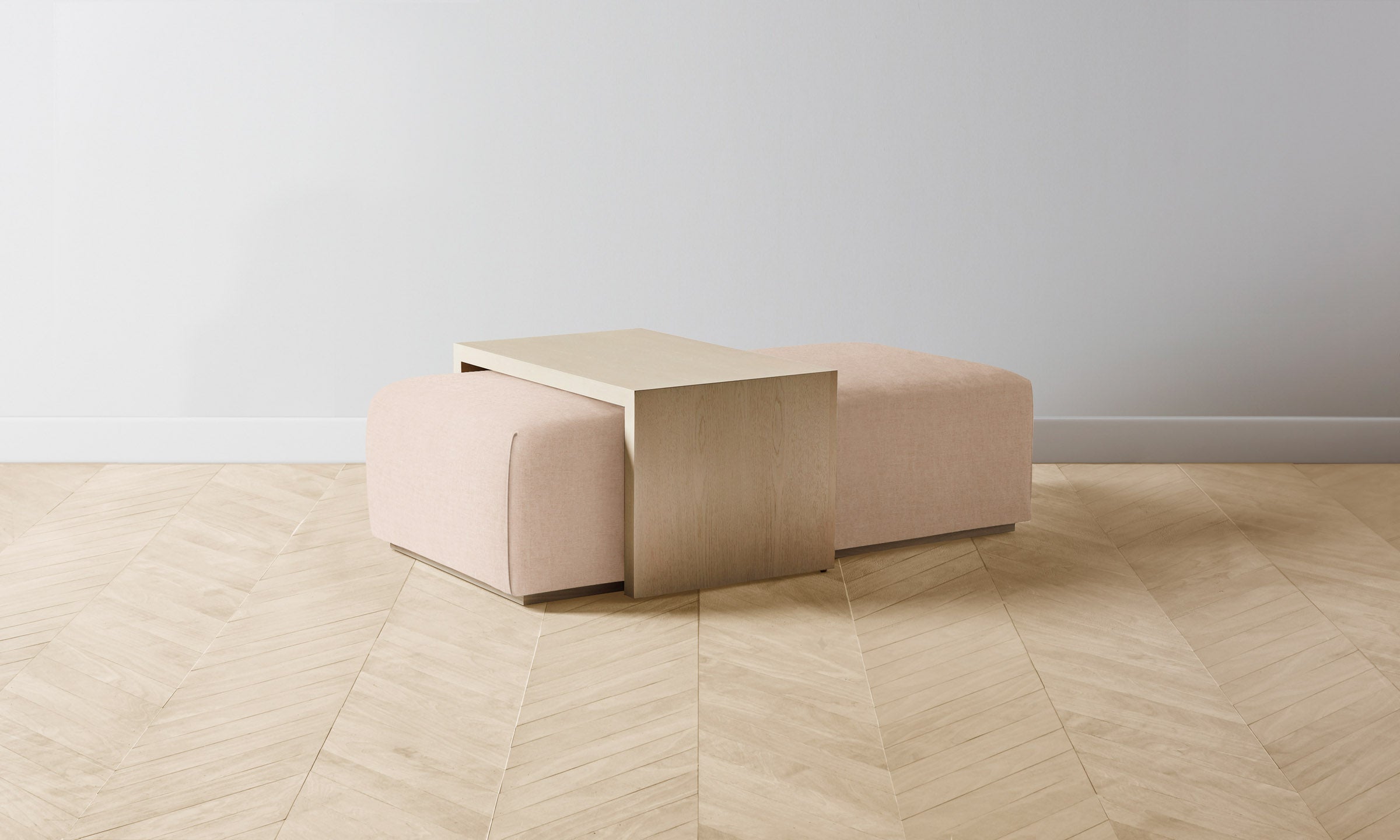 The Bowery Ottoman - Heritage Belgian Linen Petal