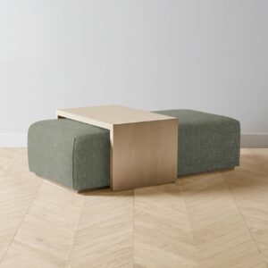 The Bowery Ottoman - Heritage Belgian Linen Thyme