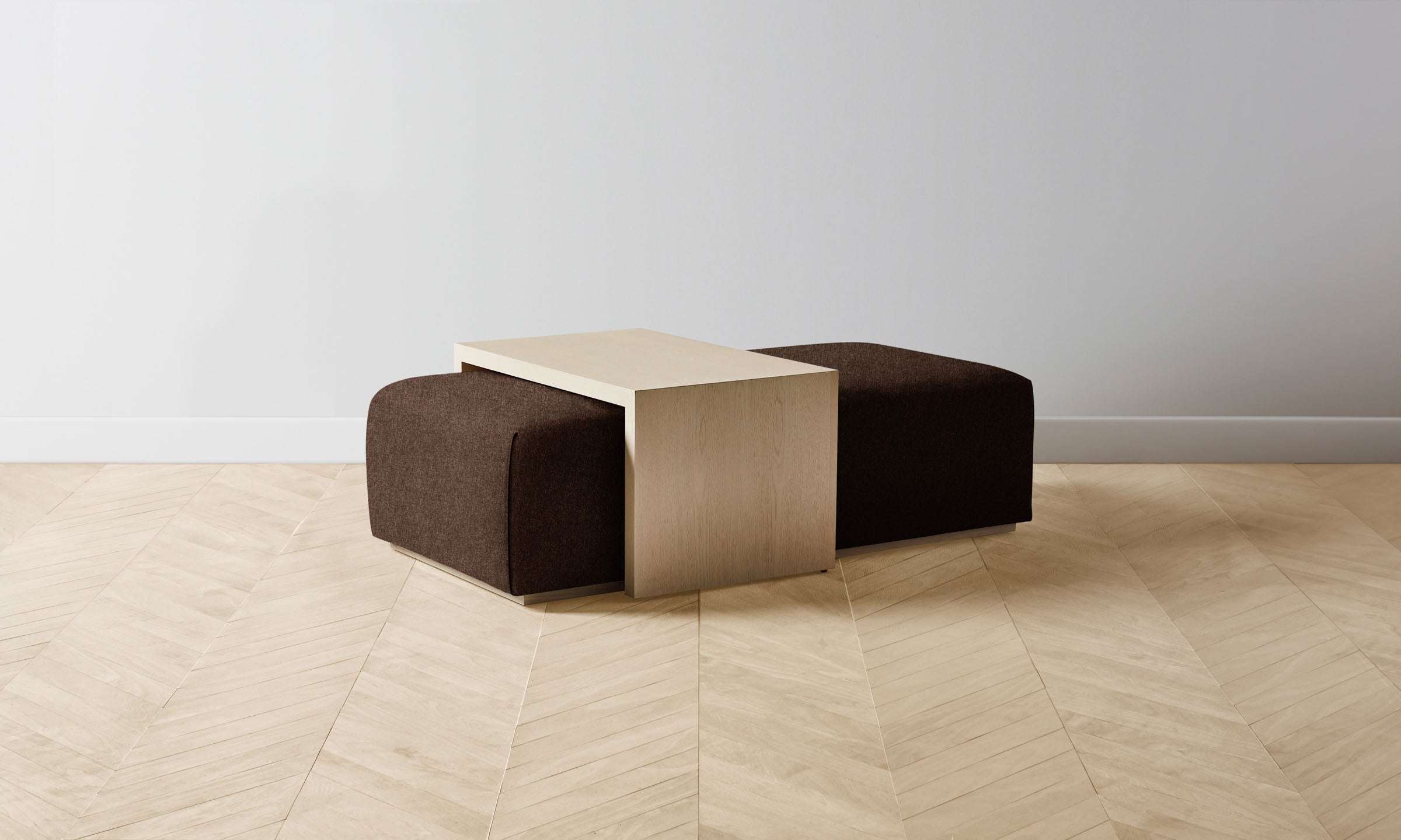 The Bowery Ottoman - Italian Brushed Wool Cocoa