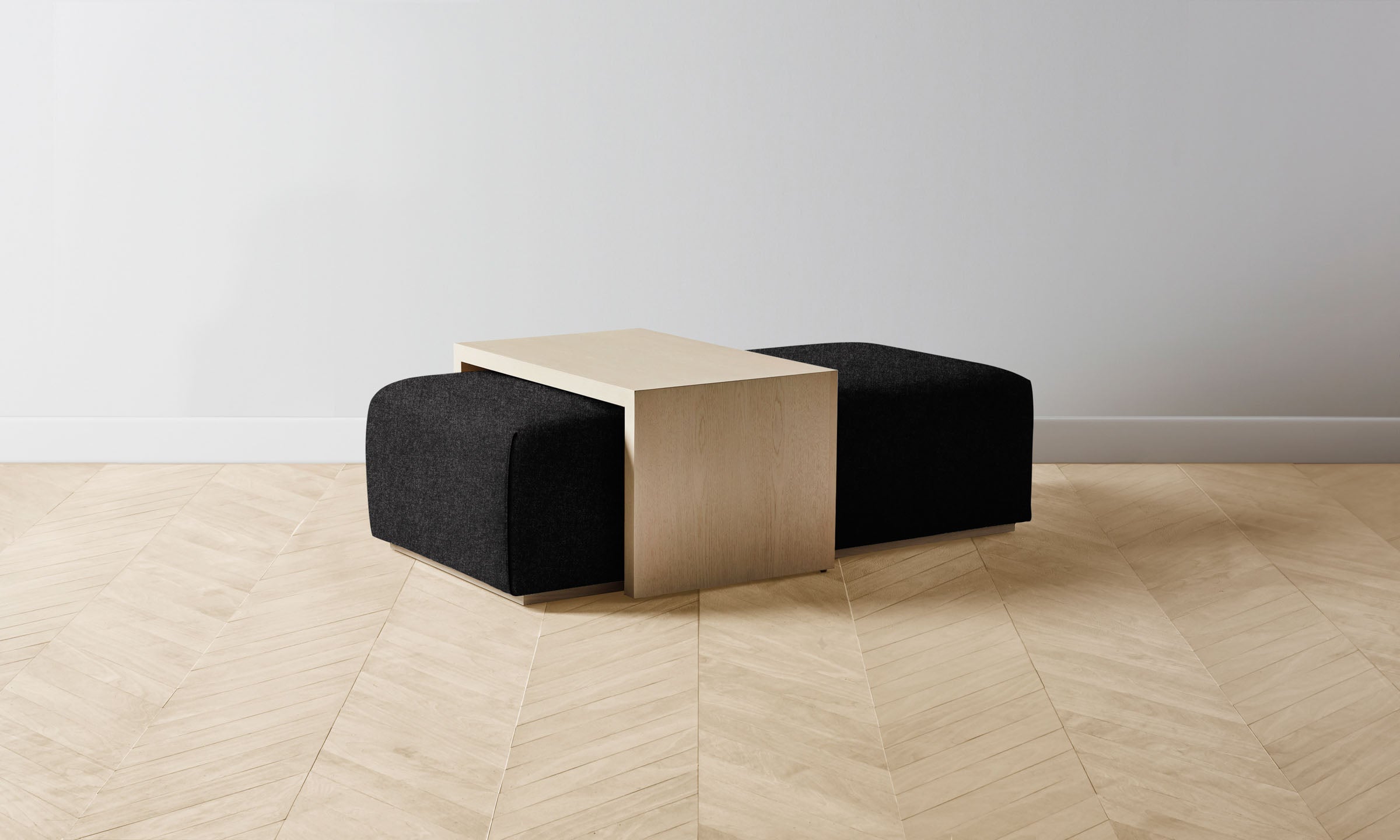 The Bowery Ottoman - Italian Brushed Wool Pepper