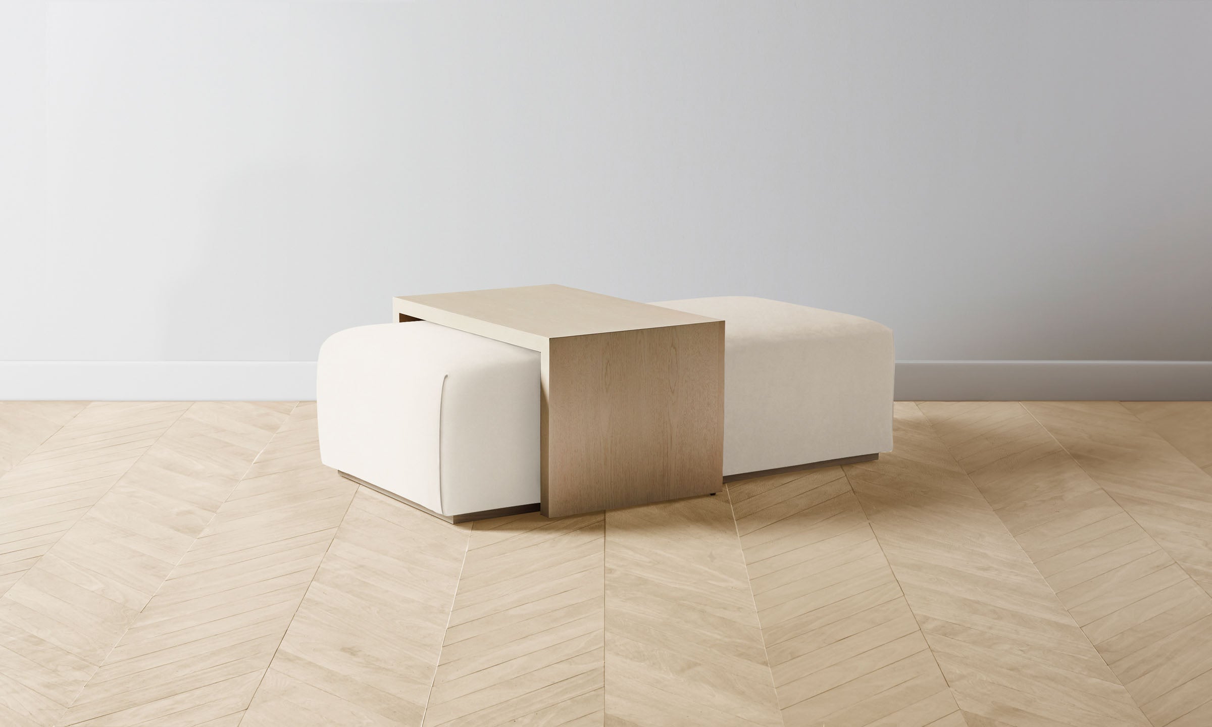 The Bowery Ottoman - Italian Brushed Wool Vanilla