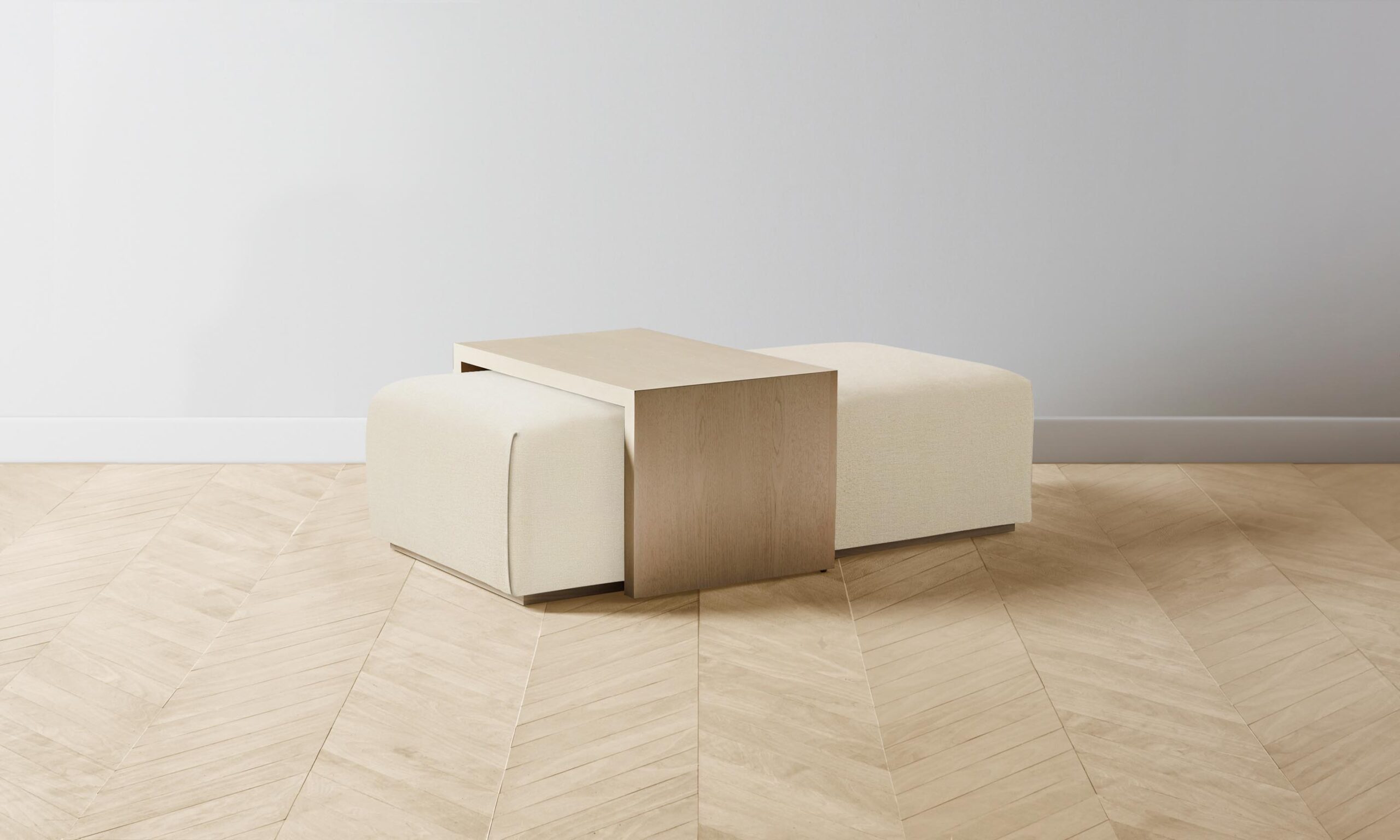 The Bowery Ottoman - Performance Linen Weave Prairie