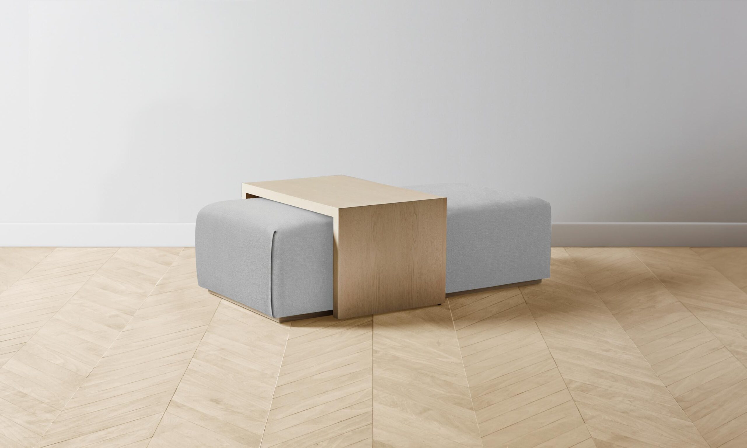 The Bowery Ottoman - Performance Linen Weave Cloud