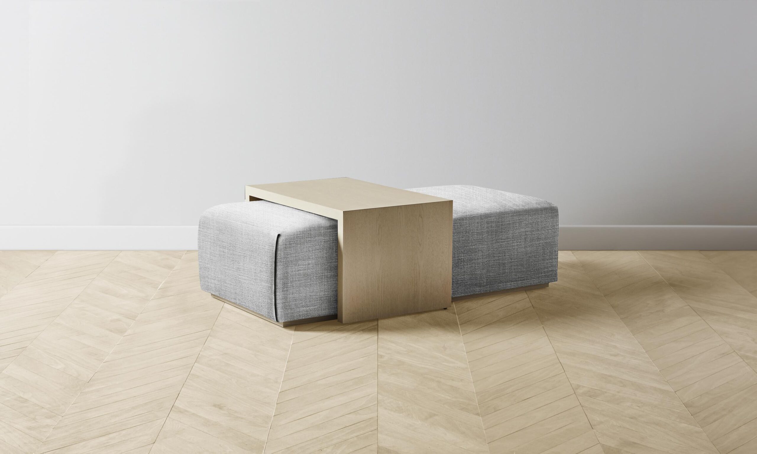 The Bowery Ottoman - Performance Textured Tweed Alpine