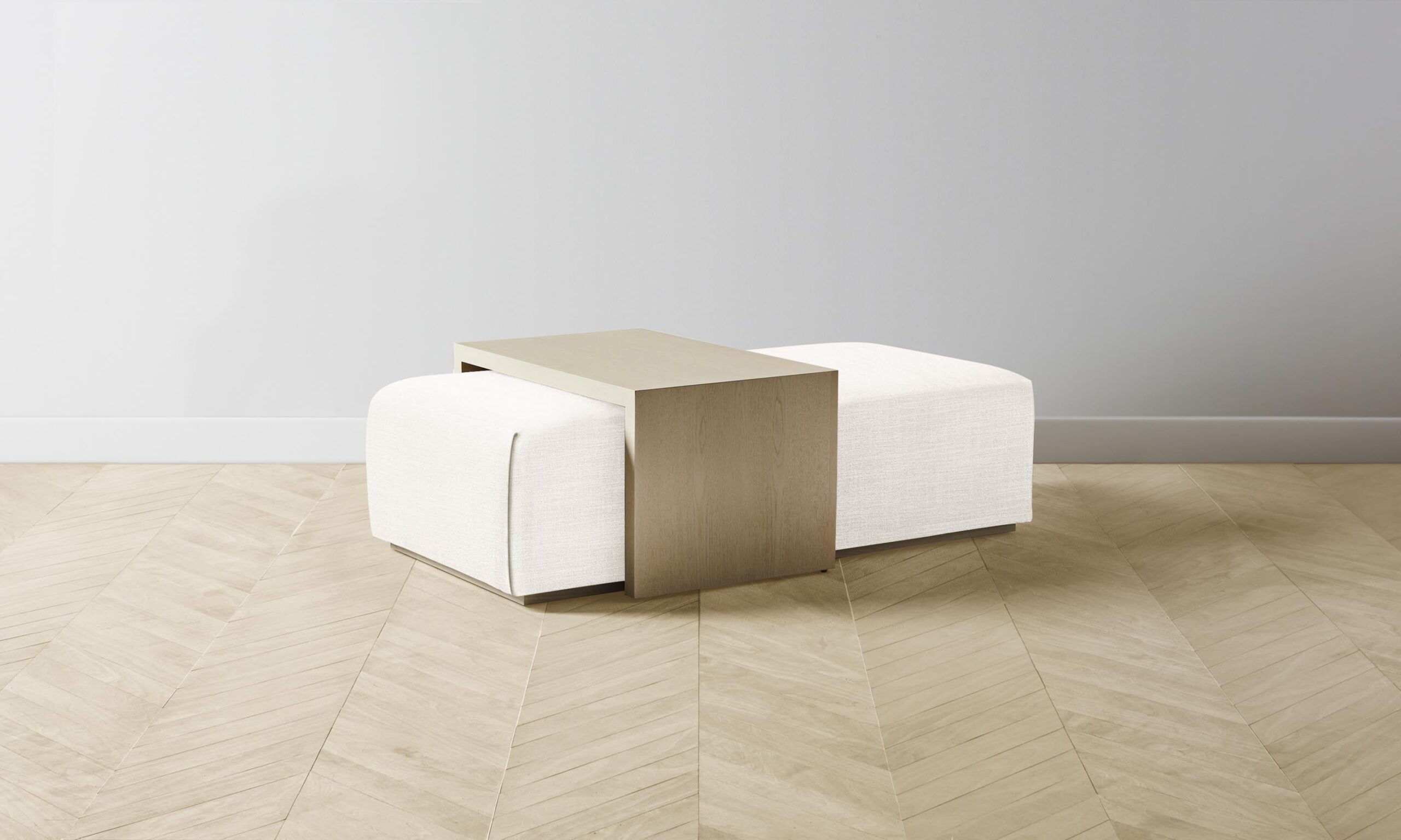 The Bowery Ottoman - Performance Textured Tweed Snow
