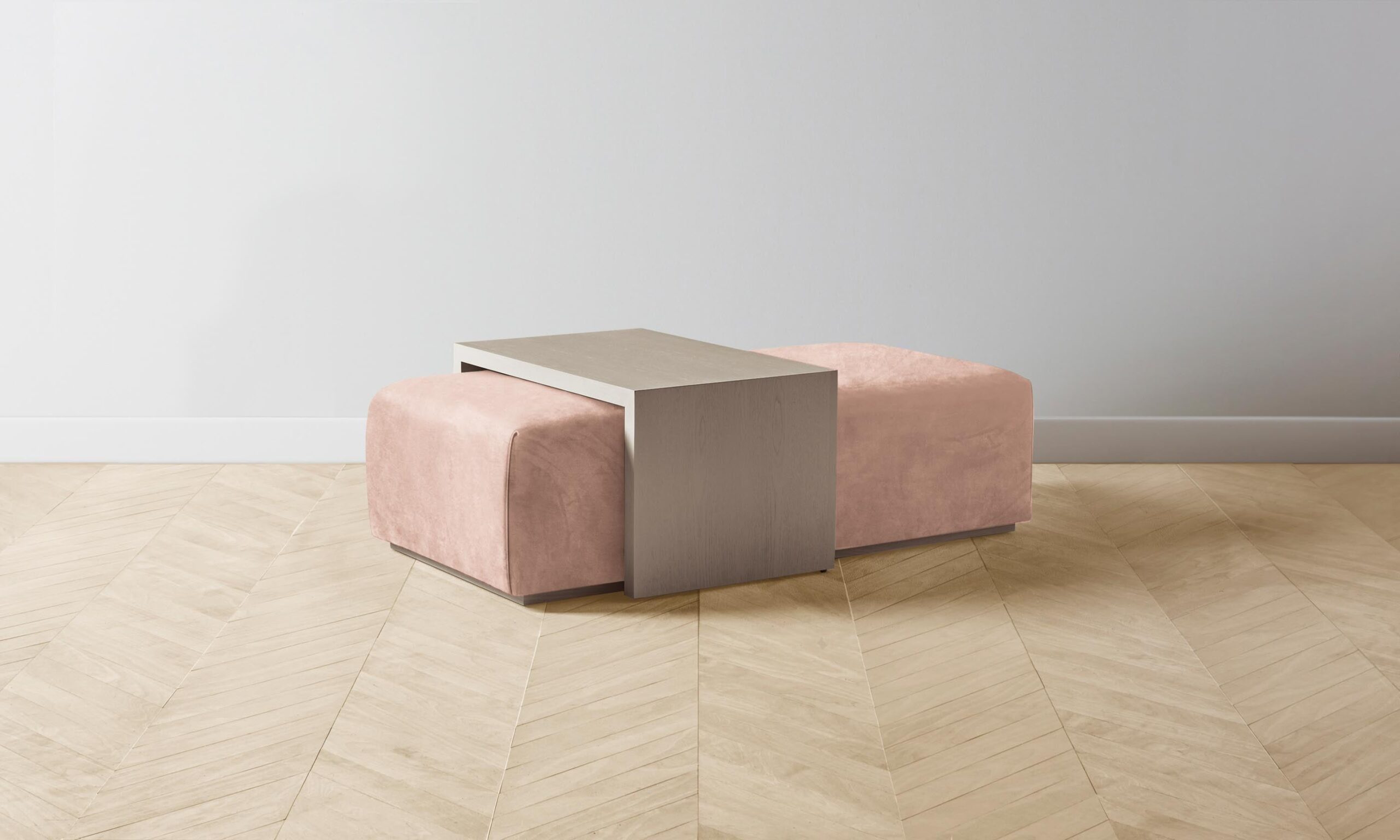 The Bowery Ottoman - Performance Velvet Dusty Rose