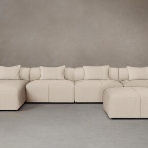 The Breuer Modular Sectional - Pebbled Leather Stone