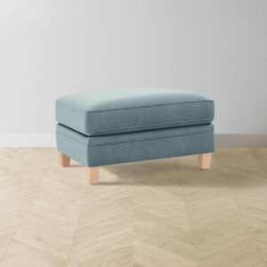 The Carmine Ottoman - Mohair Slate Blue