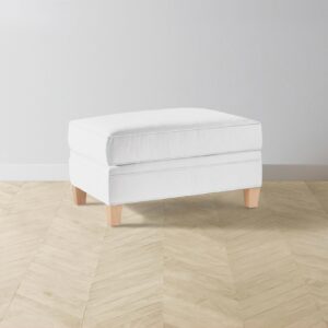 The Carmine Ottoman - Performance Linen Weave Pure White
