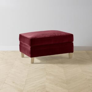 The Carmine Ottoman - Performance Velvet Merlot