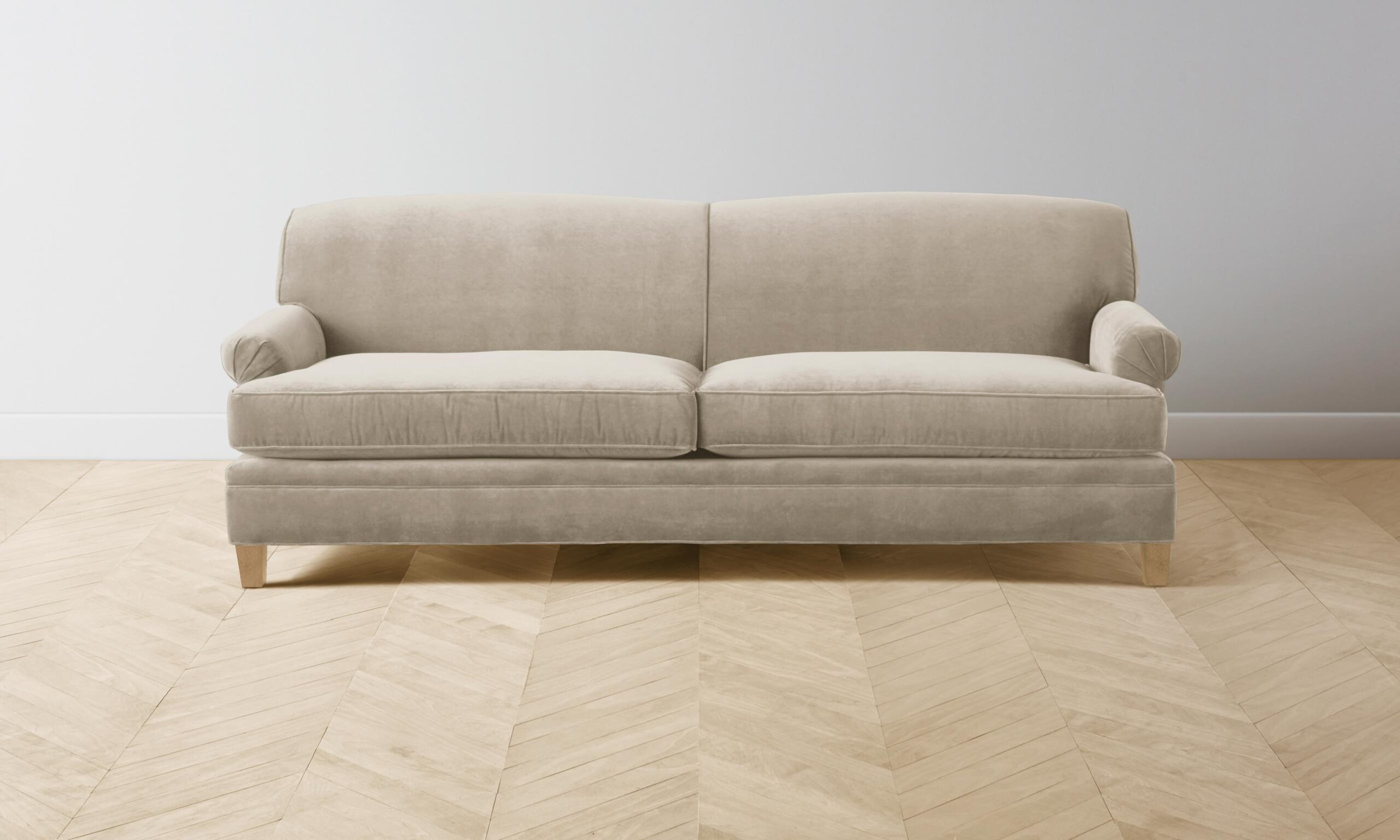 The Carmine Sofa - Performance Velvet Taupe