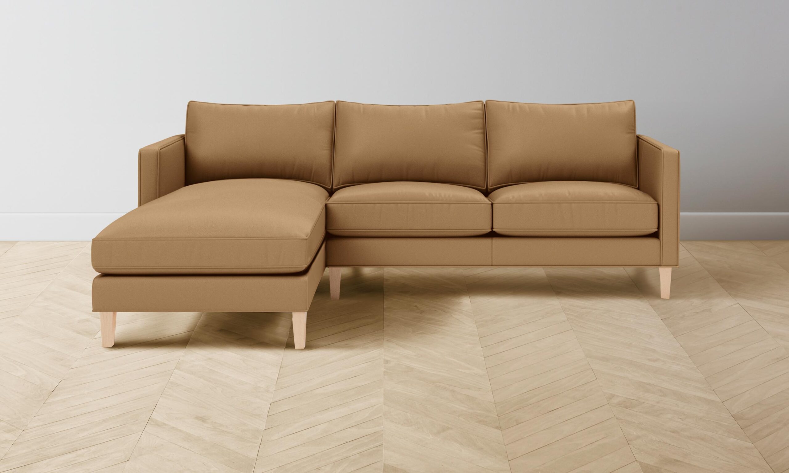 The Crosby Sectional - Pebbled Leather Latte