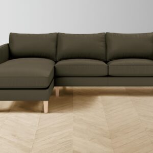 The Crosby Sectional - Pebbled Leather Truffle