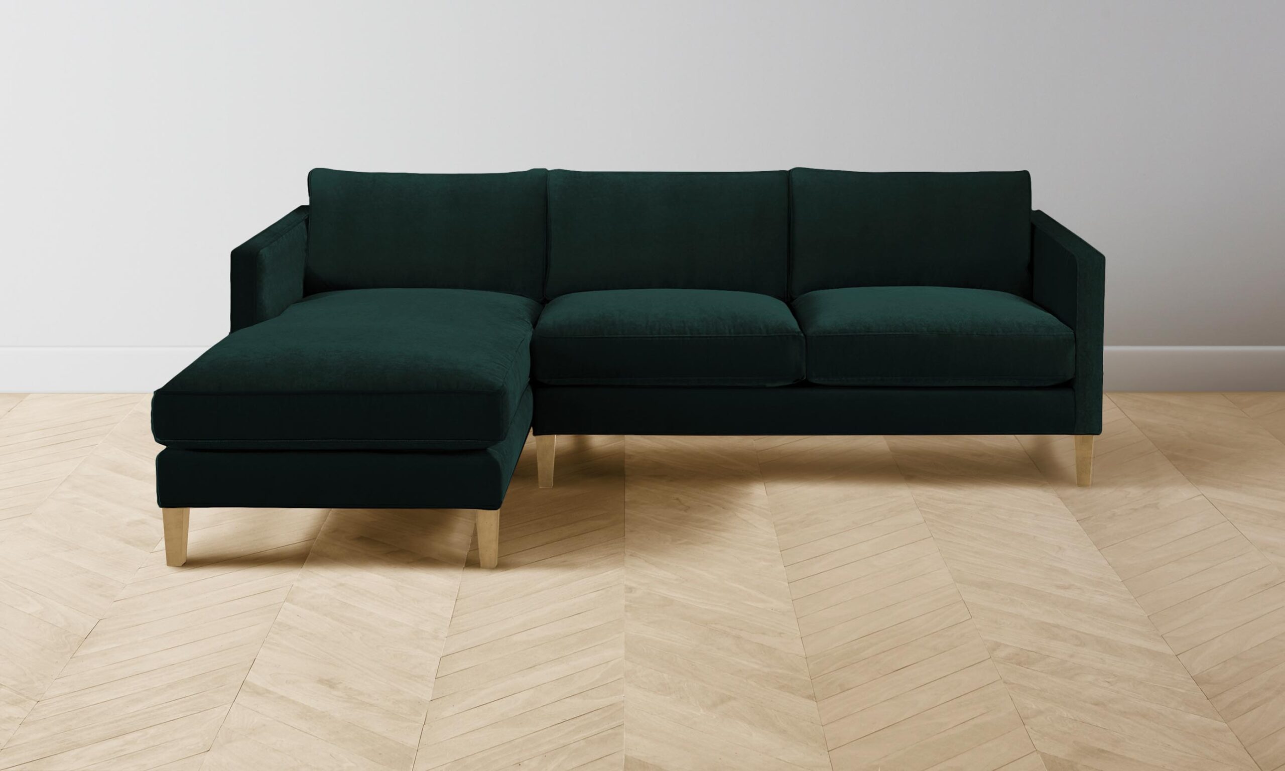 The Crosby Sectional - Performance Velvet Emerald