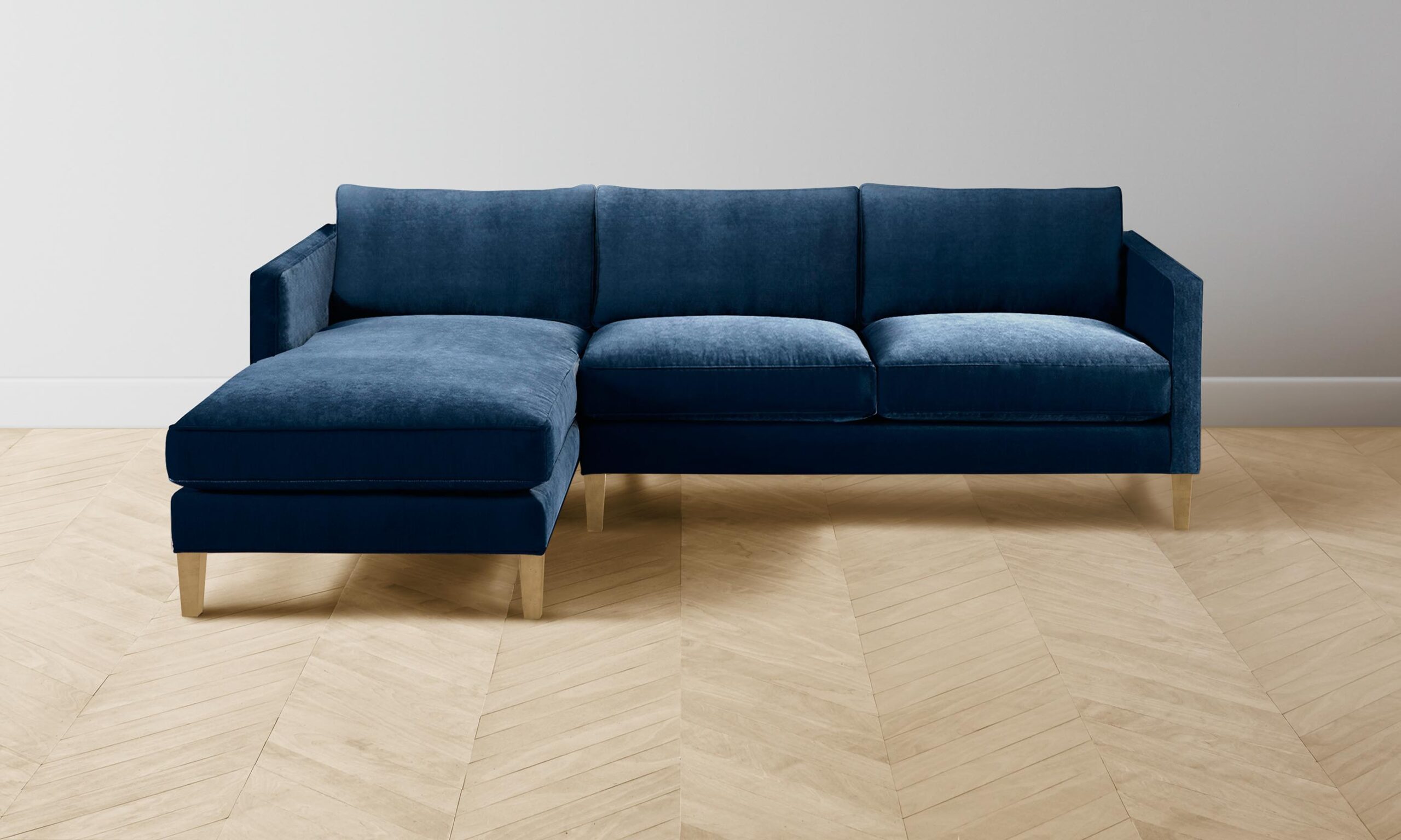 The Crosby Sectional - Performance Velvet Sapphire