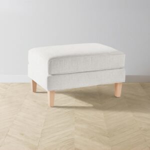 The Crosby Ottoman - Heritage Belgian Linen Egret